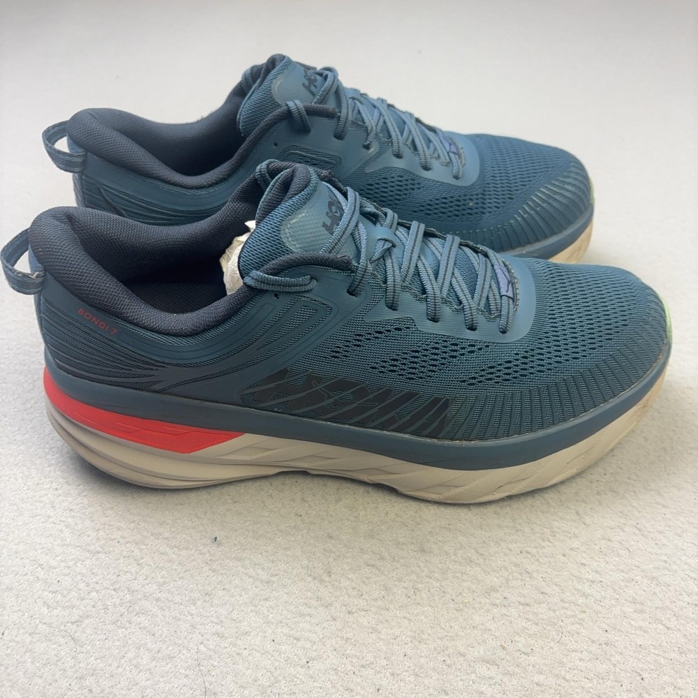 Hoka One One Bondi 7 Shoes Mens Size 11.5 Blue Running Sneakers 1110518 RTOS